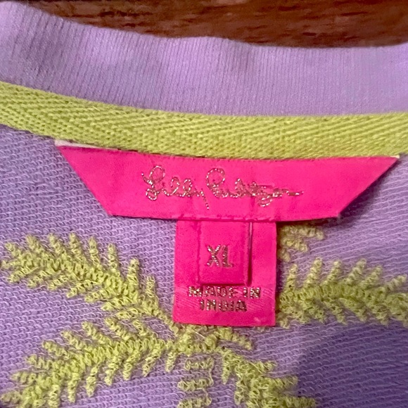 Lilly Pulitzer Women’s lightweight Aldean Sweatshirt, with palm leafs, X-Large - Picture 8 of 8